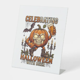 Signe De Table Bière d'Halloween Crâne Citrouille Chauve-Souris C