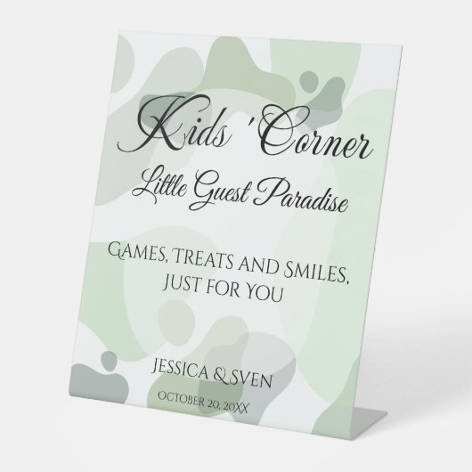 Signe De Table Bio verdure Mariage géométrique Coin enfants (Recto)