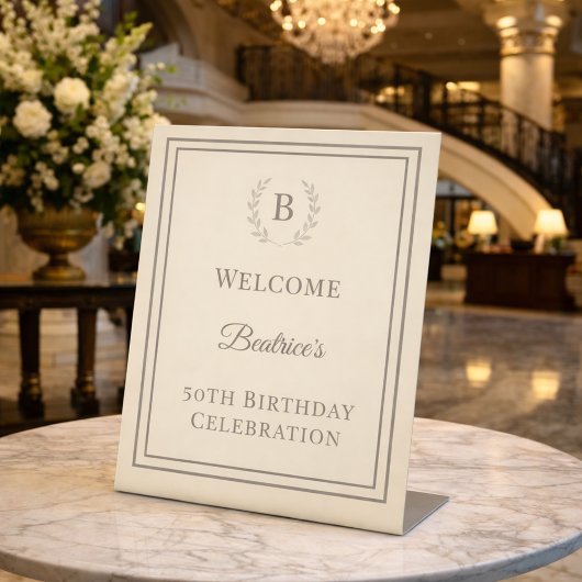 Signe De Table Birthday ivory taupe monogrammed elegant welcome