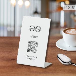Signe De Table Bistro noir blanc personnalisable Code QR