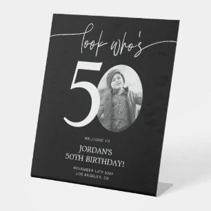 Signe De Table Black 50th Birthday Affiche de bienvenue Regarde