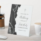 Signe De Table Black Agate Argent Première Communion Sainte Bienv (In SItu)