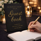 Signe De Table Black and Gold 50th Anniversary Guest Book Sign