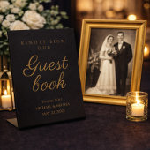 Signe De Table Black and Gold 50th Anniversary Guest Book Sign
