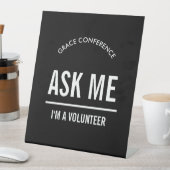 Signe De Table Black Ask me Je suis bénévole (In SItu)