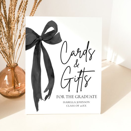 Signe De Table Black Bow Graduate Party Cartes et cadeaux