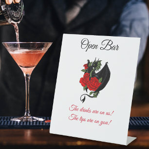 Signe De Table Black Dragon Red Roses Imaginaire Open Bar