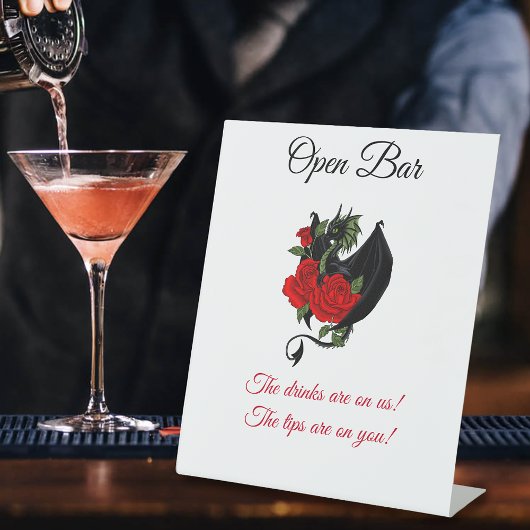 Signe De Table Black Dragon Red Roses Imaginaire Open Bar
