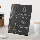 Signe De Table Black Gold Agate Bar Mitzvah Party Bienvenue (In SItu)