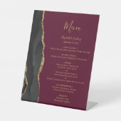 Signe De Table Black Gold Agate Bourgogne Menu Mariage (Recto)