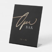 Signe De Table Black Gold Calligraphy Mariage Open Bar (Recto)