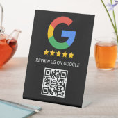 Signe De Table Black Google Review QR Code Pedestal Sign (In SItu)