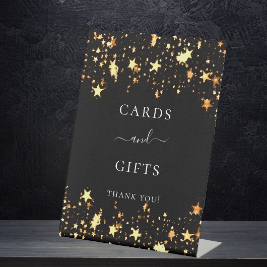 Signe De Table Black or stars cartes invités cadeaux