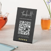 Signe De Table Black QR Code 5-Star Business Review Pedestal Sign (In SItu)