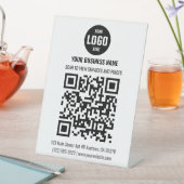 Signe De Table Black QR Code Business Pedestal Sign with Logo (In SItu)