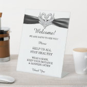 Signe De Table Black Ribbon Silver Swans Sécurité Mariage (In SItu)