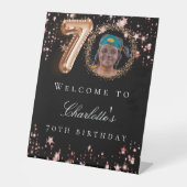 Signe De Table Black rose or 70ème photo anniversaire fête bienve (Recto)