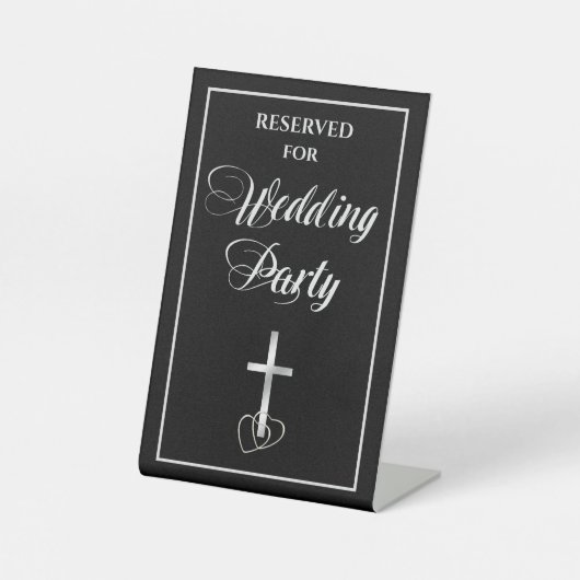 Signe De Table Black Silver Christian Cross Wedding Party (Recto)