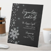 Signe De Table Black Silver Snowflakes Signature Cocktail Menu (In SItu)