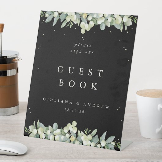 Signe De Table Black Snowberry+Eucalyptus Mariage livre d'hôtes (In SItu)