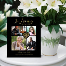 Black Trendy Collage 4 Photos Modern Heart Wedding