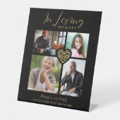 Signe De Table Black Trendy Collage 4 Photos Modern Heart Wedding (Recto)