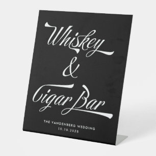Signe De Table Black Vintage Typographie Whiskey Cigar Bar Mariag