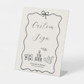 Signe De Table Black Wavy Whimsical Italien Mariage de doodle (Recto)