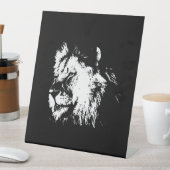 Signe De Table Black White Lion - Animal Pop Art (In SItu)