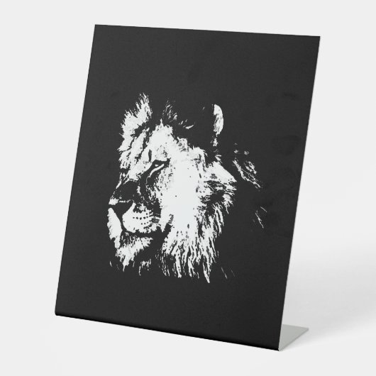 Signe De Table Black White Lion - Animal Pop Art (Recto)