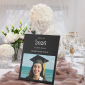 Signe De Table Black white modern photo Graduation party welcome