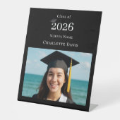 Signe De Table Black white modern photo Graduation party welcome (Recto)