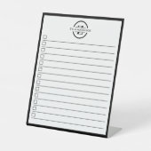 Signe De Table Black White Monogram Name To Do List Dry Erase (Recto)