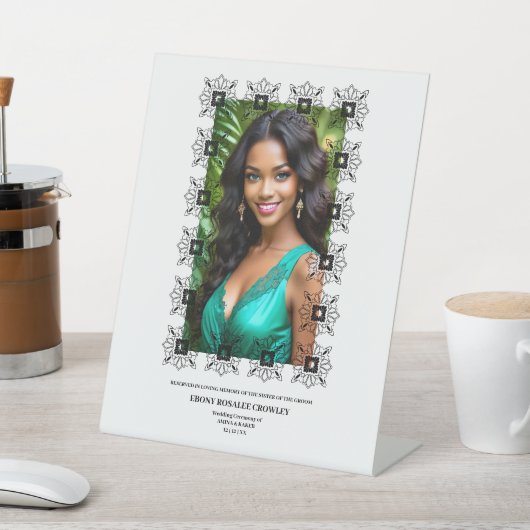 Signe De Table Black & White Ornate Frame Memorial Reserved Seat (In SItu)