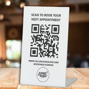 Signe De Table Black White Salon QR Code Rendez-vous Réservation
