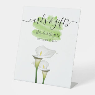 Signe De Table Blanc Calla Lilies Aquarelle Cartes de mariage Cad