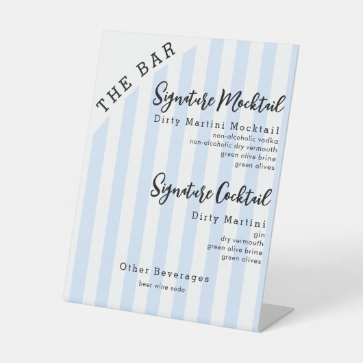 Signe De Table Bleu 2 Signature Boissons Mocktail Bar à cocktails (Recto)