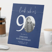 Signe De Table Bleu 90e Affiche de bienvenue d'anniversaire | Reg (In SItu)