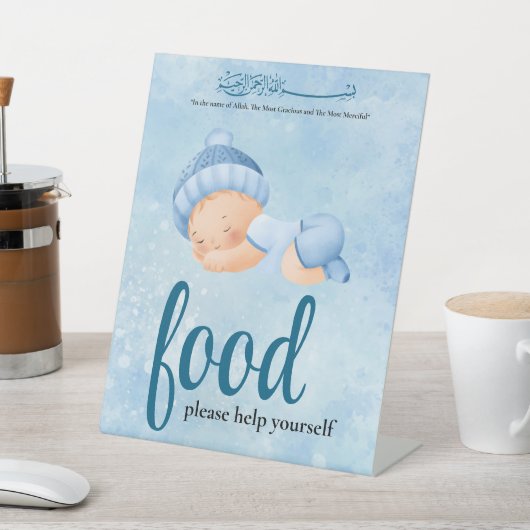 Signe De Table Bleu Aqeeqah Bébé garçon Symbole alimentaire (In SItu)
