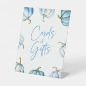 Signe De Table Bleu Blanc Citrouille Automne Cartes & Cadeaux Sig (Recto)