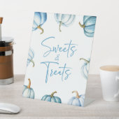 Signe De Table Bleu blanc Citrouille Chute sucreries et friandise (In SItu)