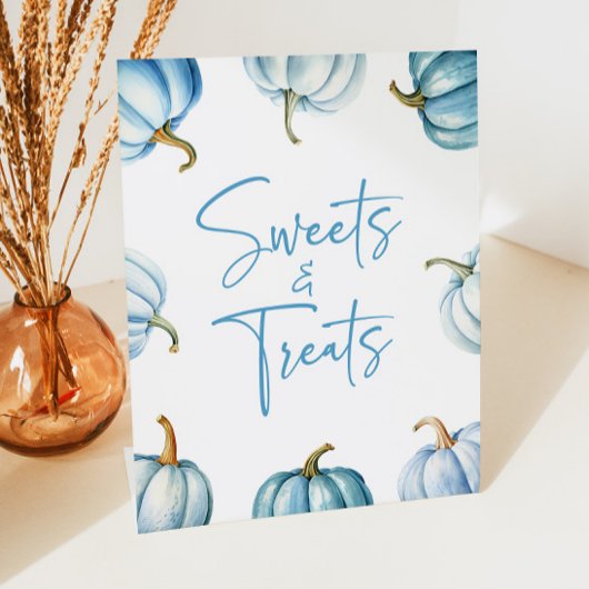 Signe De Table Bleu blanc Citrouille Chute sucreries et friandise