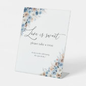 Signe De Table Bleu Boho Floral Amour Est Symbole Doux (Recto)