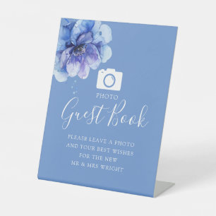 Signe De Table Bleu Botanique Floral Photo Guest Book Mariage