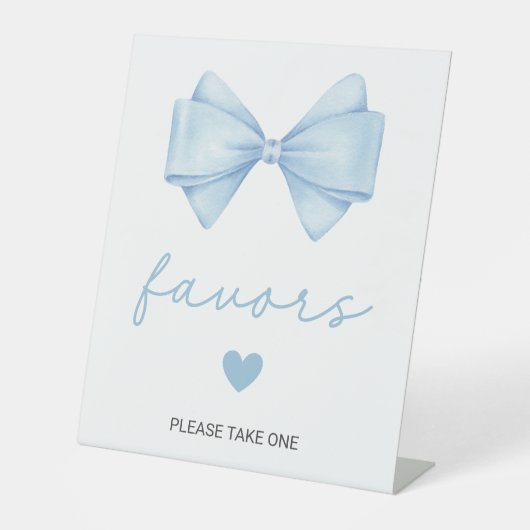 Signe De Table Bleu Bow Baby shower Faveurs (Recto)