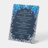 Signe De Table Bleu clair Roses Snowflake Noël Mariage Menu (Recto)