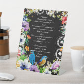 Signe De Table Bleu Et Botanique Floral Mariage Menu (In SItu)