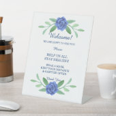 Signe De Table Bleu Flore Vert Feuillage Mariage Sécurité (In SItu)