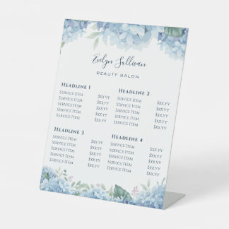 Signe De Table Bleu hydrangea Tarification Signal Pedestal