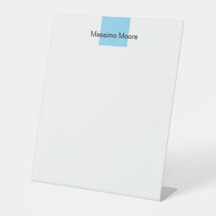 Signe De Table Bleu Noir Blanc Simple Élégant Nom Personnel